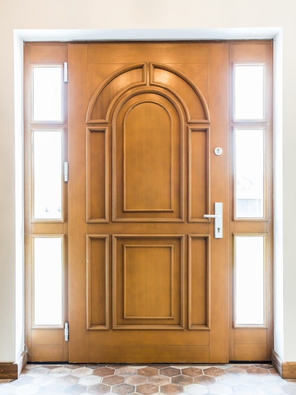 brown fiberglass entry door